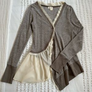 Anthropologie Meadow Rue Asymmetric Cardigan Taupe XXS